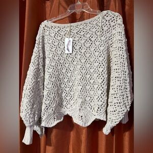 NWT Crochet Poncho Sweater